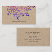 ブルーパープルフラワーマンダラボヘミアンクラフト 名刺 (正面/裏面)