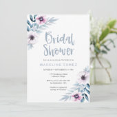ブルーパープルフローラブライダルシャワー招待 招待状 (スタンド正面)