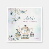 ブルーパープルフローラブライダルシャワー茶パーティー スタンダードカクテルナプキン (正面)