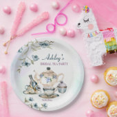 ブルーパープルフローラブライダルシャワー茶パーティー ペーパープレート (パーティー)
