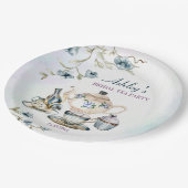 ブルーパープルフローラブライダルシャワー茶パーティー ペーパープレート (アングル)