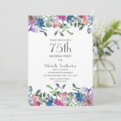 ブルーパープルフローラ女子75誕生日 招待状 (スタンド正面)