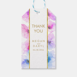 ブルーパープルフローラ金ゴールドフレームシック結婚ズ ギフトタグ