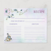 ブルーパープルブライダルシャワーティーパーティーレシピカード (正面)