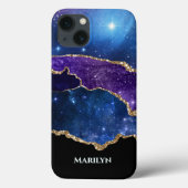ブルーパープルブラックスタリー銀河系モノグラム Case-Mate iPhoneケース (裏面)