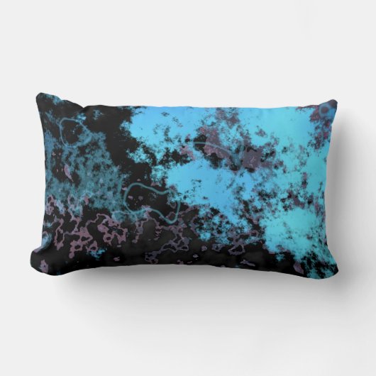 ブルーパープルブラック抽象芸術 ランバークッション (正面)