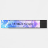 ブルーパープルホワイトマーブルルックモダン抽象芸術 サインプレート (正面)