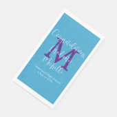 ブルーパープルホワイト卒業パーティー名モノグラム (コーナー)