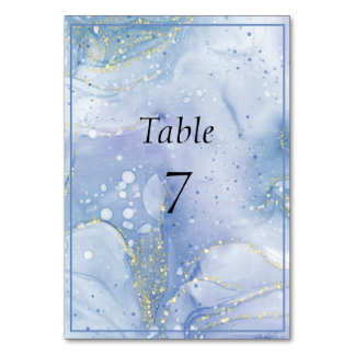ブルーパープルホワイト金ゴールドグリッター テーブルナンバー