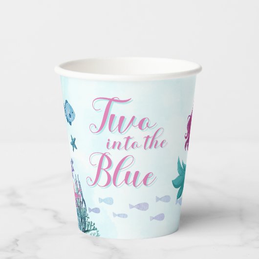 ブルーパープルマーメイドガールズ2nd誕生日に2つ 紙コップ (正面)
