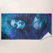 ブルーパープルマーメイド ビーチタオル (正面)