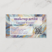 ブルーパープルメイブピンク金ゴールドマーブルアートパターン 名刺 (裏面)