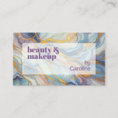 ブルーパープルメイブピンク金ゴールドマーブルアートパターン 名刺 (正面)