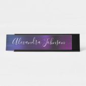 ブルーパープルメタリックフォイルモダンビジエレガントネス デスクネームプレート (正面)
