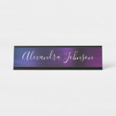 ブルーパープルメタリックフォイルモダンビジエレガントネス デスクネームプレート (正面)