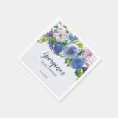 ブルーパープルモダンピンクフローラガールベビーシャワー スタンダードカクテルナプキン (角)