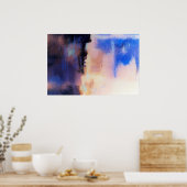 ブルーパープルモダン抽象芸術アートプリント:アートポスター ポスター (キッチン)