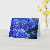 ブルーパープルライラックロマンチックなブルーフローラ写真 カード (黄色い花)