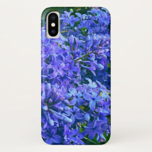 ブルーパープルライラックロマンチックなブルーフローラ写真 iPhone X ケース