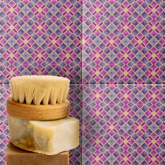 ブルーパープルラベンダーモザイクジオメトリックパターン タイル