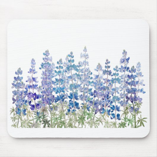 ブルーパープルルピアンフラワーズ水平 マウスパッド (正面)