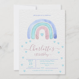 ブルーパープルレインボーエディ誕生日 招待状