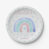 ブルーパープルレインボーファースト誕生日 ペーパープレート (正面)
