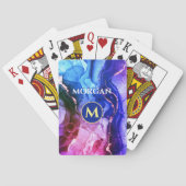 ブルーパープルレッドバイオレット液体インク、モノグラム&名前 トランプ (裏面)