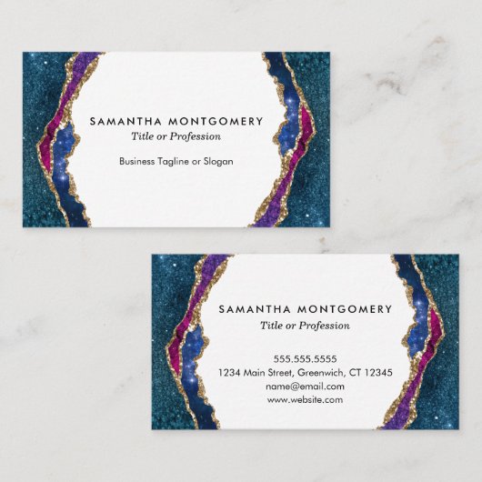 ブルーパープルレッド金ゴールド静脈瑪瑙プロフェッショナル 名刺 (正面/裏面)