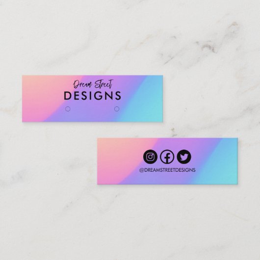 ブルーパープルロゴソーシャルメディアイヤリングディスプレイカード スキニー名刺 (正面/裏面)