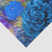 ブルーパープル上の王冠の孔雀フローラデコパージュ 薄葉紙 (詳細)