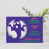 ブルーパープル不気味ハロウィーンゴーストパーティー 招待状 (スタンド正面)