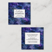 ブルーパープル威厳のある星雲の水彩色 スクエア名刺 (正面/裏面)