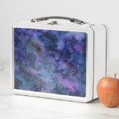 ブルーパープル威厳のある星雲の水彩色 メタルランチボックス (インサイチュ)
