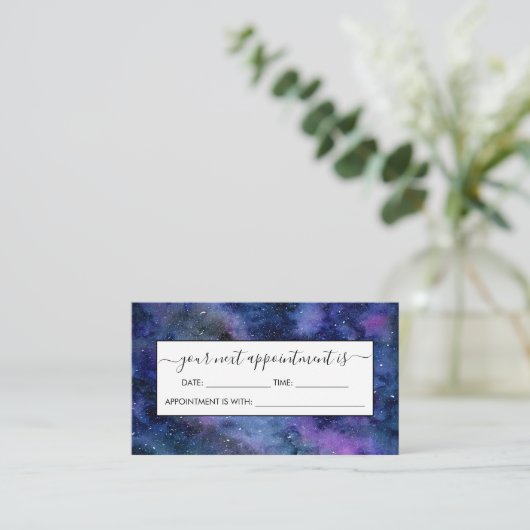 ブルーパープル威厳のある星雲の水彩色 予約カード (スタンド正面)