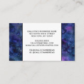 ブルーパープル威厳のある星雲の水彩色 予約カード (裏面)