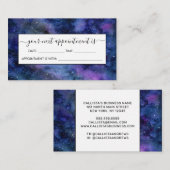 ブルーパープル威厳のある星雲の水彩色 予約カード (正面/裏面)