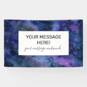ブルーパープル威厳のある星雲の水彩色 横断幕 (横)