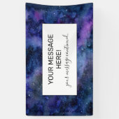 ブルーパープル威厳のある星雲の水彩色 横断幕 (縦)