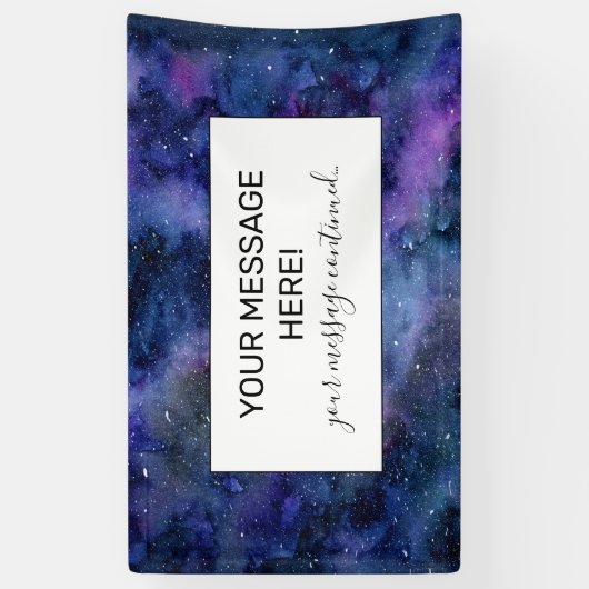 ブルーパープル威厳のある星雲の水彩色 横断幕 (縦)