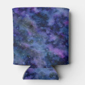 ブルーパープル威厳のある星雲の水彩色 缶クーラー (裏面)
