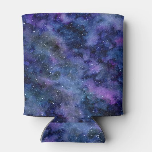 ブルーパープル威厳のある星雲の水彩色 缶クーラー (裏面)