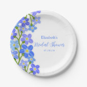 ブルーパープル忘れフローラ-Me-Notsブライダルシャワー ペーパープレート (正面)