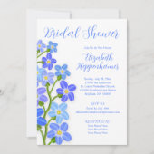 ブルーパープル忘れフローラ-Me-Notsブライダルシャワー 招待状 (正面)