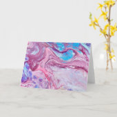 ブルーパープル抽象芸術アクリルフルードアート カード (黄色い花)