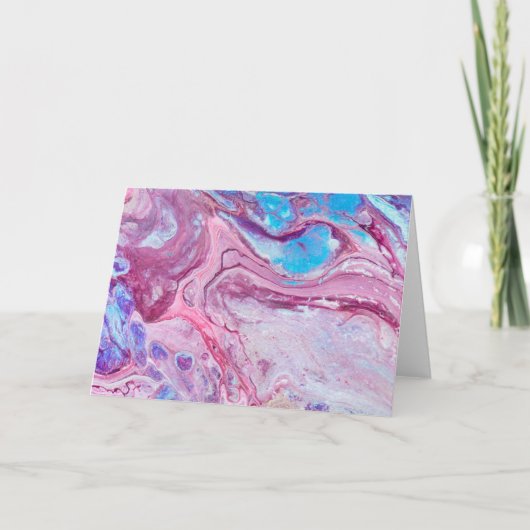 ブルーパープル抽象芸術アクリルフルードアート カード (正面)