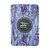 ブルーパープル抽象芸術水彩モノグラモダンム バスマット (正面縦)