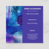 ブルーパープル抽象芸術水彩 スクエア名刺 (裏面)