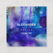 ブルーパープル抽象芸術水彩 スクエア名刺 (正面)