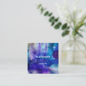 ブルーパープル抽象芸術水彩 スクエア名刺 (スタンド正面)